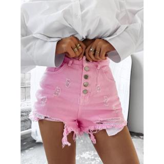 SPODENKI JEANSOWE SZARPANE HAFT OLAVOGA DREAMLIKE PINK