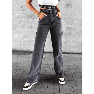 SPODNIE JEANSOWE BAGGY FIT SZEROKIE PRZETARCIA OLAVOGA DEIVEN DARK GRAY