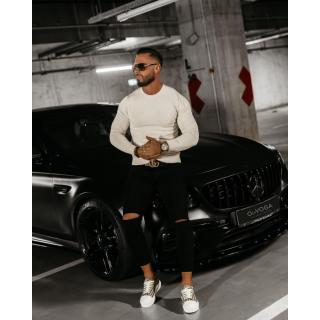 SWETER MĘSKI HAFT 3D OLAVOGA CAST LIGHT BEIGIE