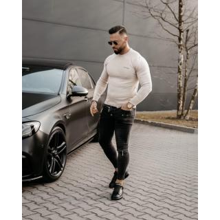 SWETER MĘSKI SLIM HAFT OLAVOGA YUZA BEIGIE