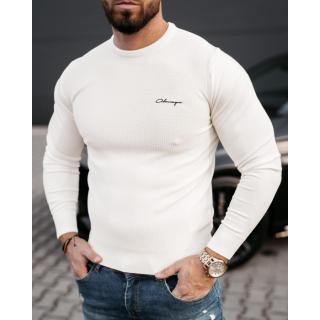 SWETER MĘSKI SLIM HAFT OLAVOGA YUZA ECRU