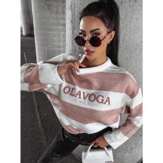 SWETER OVERSIZE PASY HAFT 3 OLAVOGA MANNER DARK PINK- ECRU