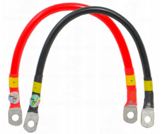 Kabel z oczkami fi 8mm CZERWONY linka LGY 10mm2 długość 40cm do akumulatorów