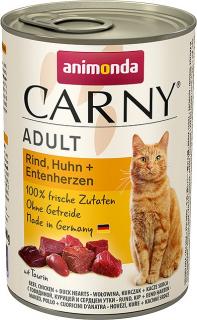 Animonda Carny Adult Karma z wołowiną, kurczakiem i kaczymi sercami dla kota 400g