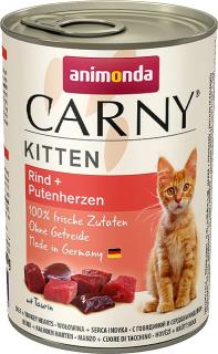 Animonda Carny Kitten Karma z wołowiną i indyczymi sercami dla kociąt 400g