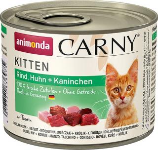 Animonda Carny Kitten Karma z wołowiną, kurczakiem i królikiem dla kociąt 200g [Data ważności: 06.03.2025]