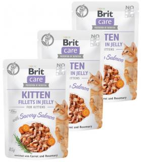 Brit Care Fillets with Salmon for Kitten Karma z łososiem w galaretce dla kociąt 24x85g SUPER ZESTAW