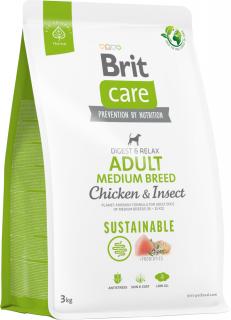 Brit Care Sustainable Adult Medium Breed ChickenInsect Karma z kurczakiem i insektami dla psa 3kg