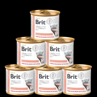 Brit Veterinary Diet Renal TunaSalmonPea Karma z tuńczykiem i łososiem dla kota 6x200g PAKIET