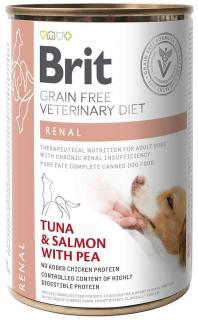 Brit Veterinary Diet Renal TunaSalmonPea Karma z tuńczykiem, łososiem i groszkiem dla psa 400g