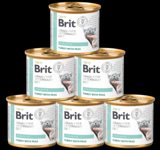 Brit Veterinary Diet Struvite TurkeyPea Karma z indykiem dla kota 6x200g PAKIET