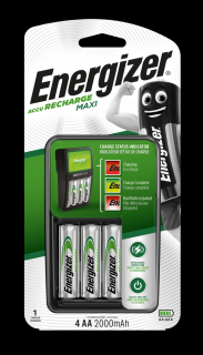 Energizer ACCU Recharge Maxi Ładowarka akumulatorków + 4 x Akumulatorki R6 / AA 2000mAh OSTATNIA SZTUKA