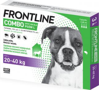 Frontline COMBO Spot On dla Psa 20-40kg Krople na kleszcze rozm. L 2.68ml 3szt. [Data ważności: 04.2025]