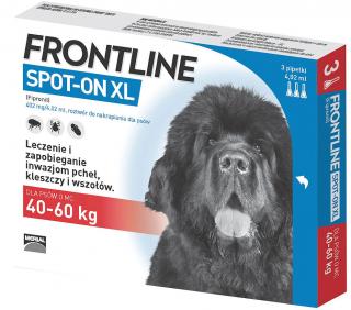 FRONTLINE Spot On dla Psa 40-60kg Krople na kleszcze rozm. XL 3szt.