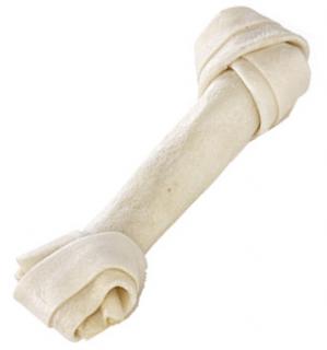 HauMiau Kość wiązana ze skóry wołowej biała dla psa dł. 12.5cm