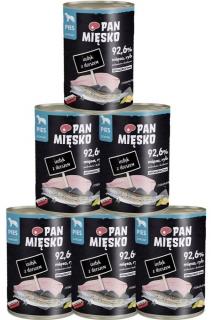 Pan Mięsko Adult Karma z indykiem i dorszem dla psa 12x400g PAKIET