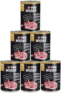 Pan Mięsko Adult Karma z wieprzowiną i jagnięciną dla psa 12x400g PAKIET