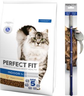 Perfect Fit Cat Indoor 1+ Karma z kurczakiem dla kota 7kg + Wędka GRATIS