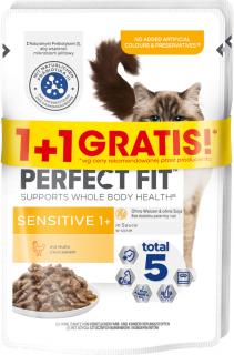 Perfect Fit Sensitive 1+ Karma z kurczakiem w sosie dla kota 2x85g (1+1 GRATIS)