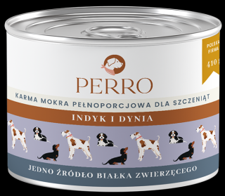 Perro Gourmet Junior Adult Karma z indykiem i dynią dla psa 410g