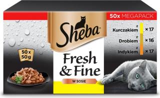 Sheba FreshFine Mix Smaków Drobiowych Karma w sosie dla kota 50x50g
