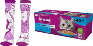 Whiskas Rybne Przysmaki Karma w galaretce dla kota 40x85g + SKARPETKI WHISKAS GRATIS