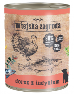 Wiejska Zagroda Karma z dorszem i indykiem dla psa 800g