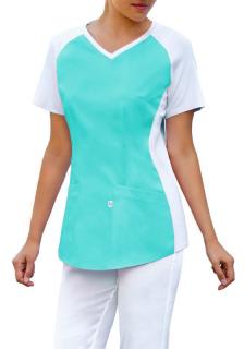 Bluza medyczna z wygodną, elastyczną dzianiną (kolor jasny turkus, BE2-JT)