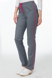 Spodnie medyczne z lampasem Soft Stretch (szary + róż) SE4-S2