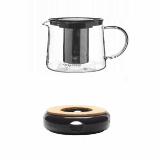 DZBANEK Z PODGRZEWACZEM CZARNY CERAMICZNYM 1,5L ANDREA DO HERBATY KAWY ZIÓŁ