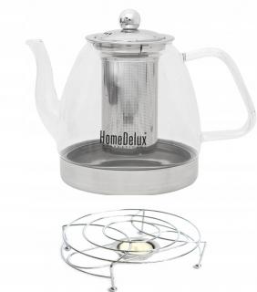 DZBANEK Z ZAPARZACZEM HOMEDELUX 1200 ML NA INDUKCJĘ SZKLANY + PODGRZEWACZ D