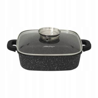 GARNEK KWADRATOWY 24 CM NISKI Z POKRYWĄ GREBLON INDUKCJA GAZ