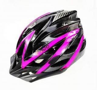 KASK ROWEROWY AVO CZARNO - RÓŻOWY M 54-58