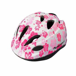 KASK ROWEROWY DZIECIĘCY S 48-52 BIAŁO - RÓŻOWY KWIATKI FUNNY