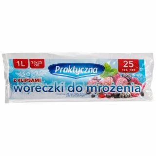 WORECZKI NA MROŻONKI PRAKTYCZNA 1 L 25 SZT WORKI Z KLIPSEM