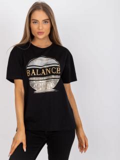 Czarny t-shirt BALANCE z aplikacją