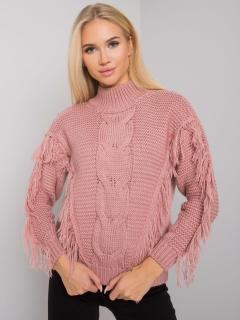Sweter CAITRI z frędzlami różowy