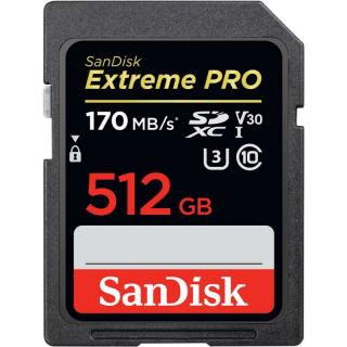 SANDISK EXTREME PRO SDXC 512 GB 170/90 MB/s V30 UHS-I U3
