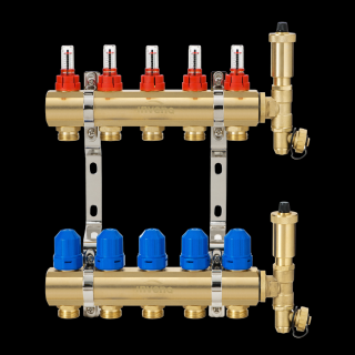 Invena Rozdzielacz Mosiężny Ogrzewania Podłogowego Plus 5-Obiegowy Prov