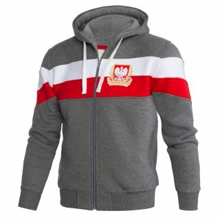 Bluza patriotyczna rozpinana z kapturem "Wielka Polska" szara