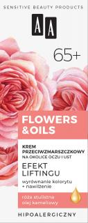 Aa Flowers Oils 65+ Krem Przeciwzmarszczkowy Na Okolice Oczu i Ust - Efekt Liftingu 15ml