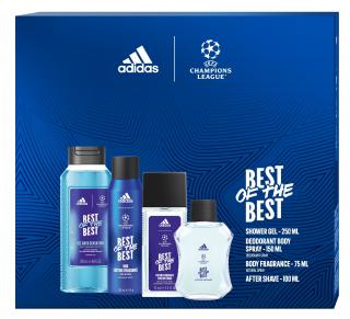 Adidas Uefa Champions League Zestaw Prezentowy Best Of The Best (Woda Po Goleniu 100ml + Żel Pod Prysznic 3w1 250ml+Deo Spray 150ml+Deo Naturalny Spra