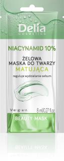 Delia Beauty Żelowa Maseczka Matująca z Niacynamidem 10% 8ml