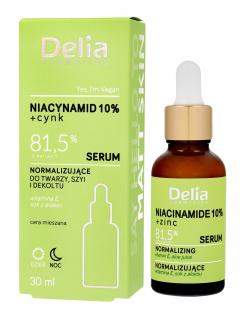 Delia Cosmetics Serum Do Twarzy, Szyi I Dekoltu Niacynamid 10%+Cynk 81,5% Z Natury 30 Ml