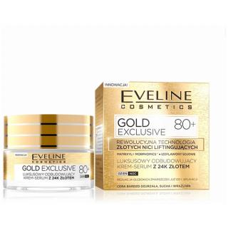 Eveline Gold Lift Expert 80+ Krem Serum Odbudowujący do Twarzy na Dzień i Noc 50 ml