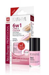 Eveline Nail Therapy Lakier Odżywka 6w1 Care Colour Rose 5ml