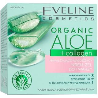 Eveline Organic Aloe+Collagen Nawilżająco Łagodzący Krem Żel do Twarzy 50 ml