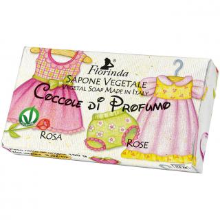 Florinda Mydło Roślinne dla Dzieci Ręcznie Kostka Robione Perfumowane Róża 100 g