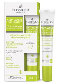 Floslek Anti Acne Żel Punktowy na Niedoskonałości do Skóry Mieszanej Tłustej i Skłonnej do Trądziku 20 ml