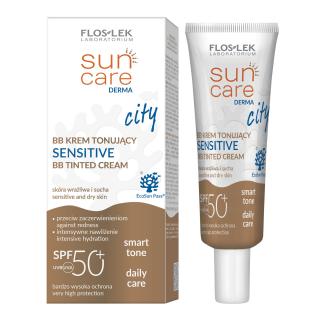 Floslek Sun Care Derma City Krem Tonujący Bb Sensitive do Twarzy Spf50+ do Cery Suchej i Wrażliwej 30ml